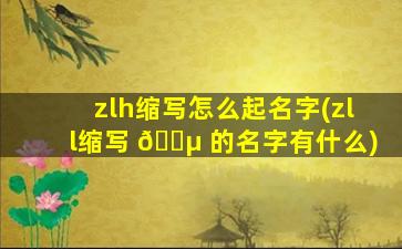 zlh缩写怎么起名字(zll缩写 🐵 的名字有什么)